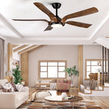 Smart 56" Integrated LED Ceiling Fan with Antique Brown Blades in Matte Black Fan Body Finish - Antique brown