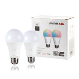 Smart A19 Dimmable Light Bulb - Dimmable Color Changing LED, Compatible with Smart Assistant, No Hub Required (SET of 2) - White