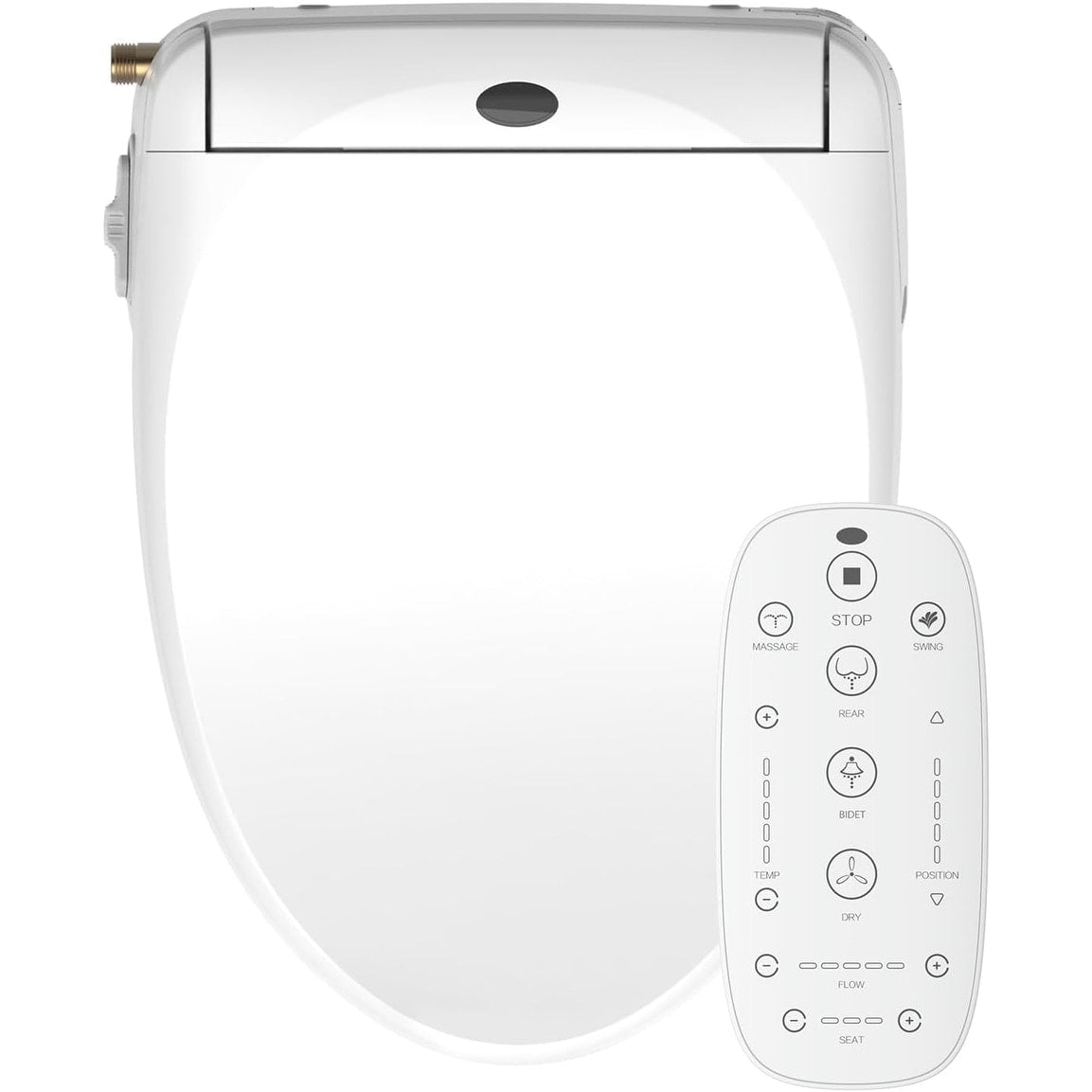 Smart Bidet Toilet Seat with Wireless Remote/Side Panel/Various Washing Settings/Adjustable Heated Seat/Warm Water/Air Dryer