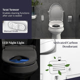 Smart Bidet Toilet Seat with Wireless Remote/Side Panel/Various Washing Settings/Adjustable Heated Seat/Warm Water/Air Dryer