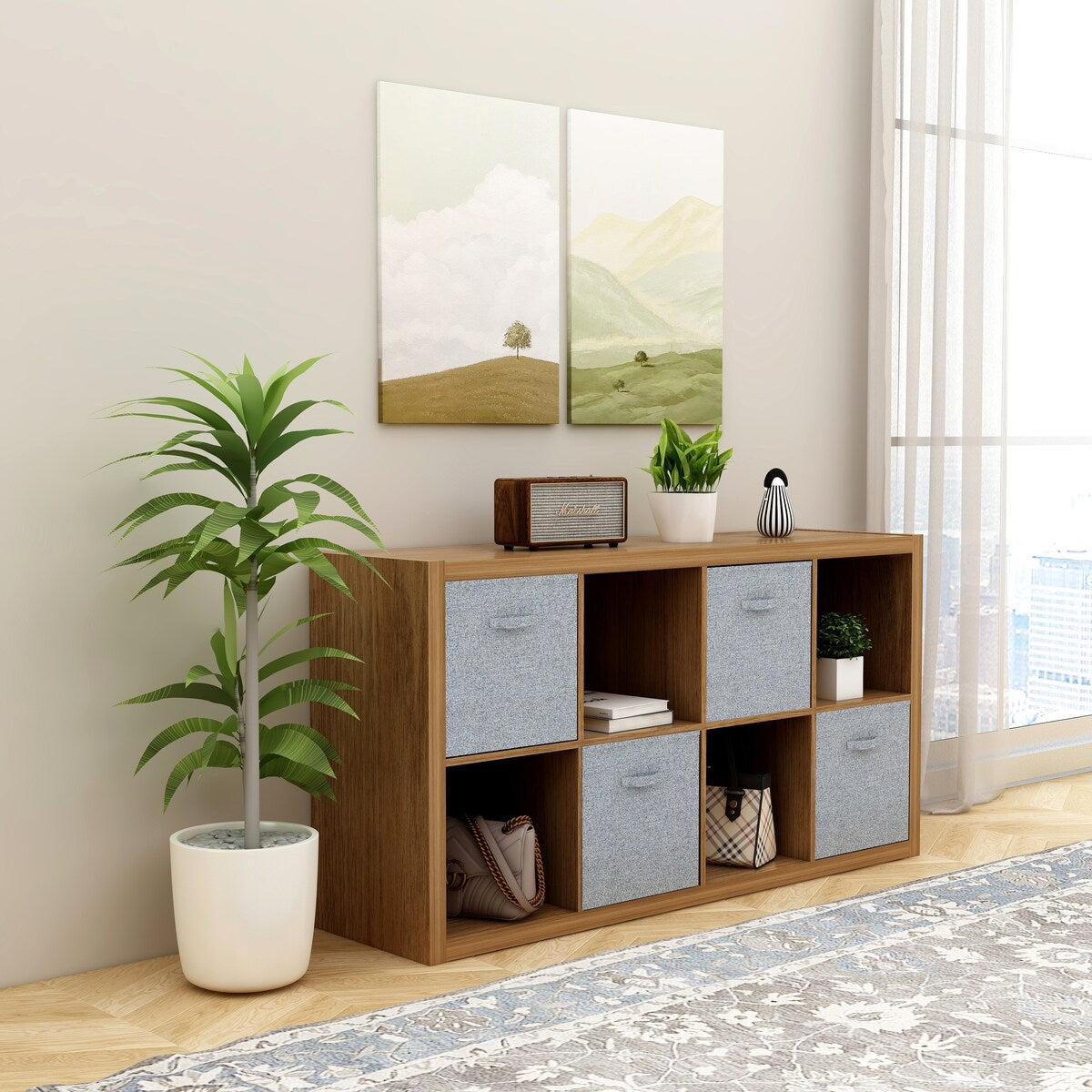 Smart Cube 8-Cube Organizer Storage with Opened Back Shelves,2 X 4 Cube Bookcase Book Shleves