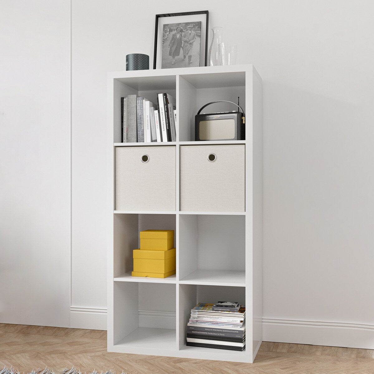Smart Cube 8-Cube Organizer Storage with Opened Back Shelves,2 X 4 Cube Bookcase Book Shleves