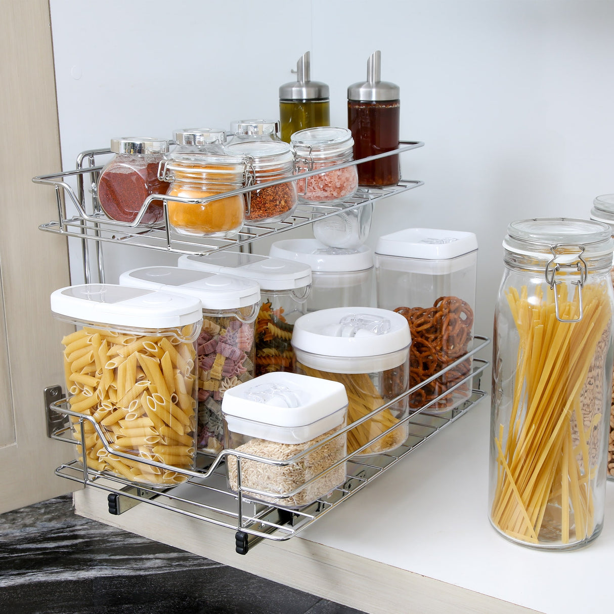 Smart Design 2-Tier Pull Out Cabinet Shelf
