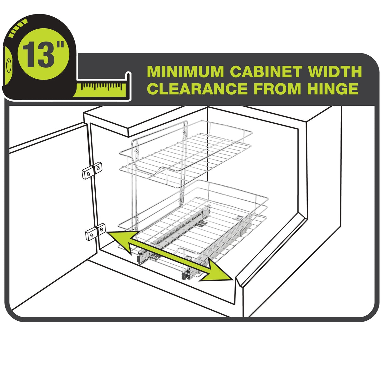 Smart Design 2-Tier Pull Out Cabinet Shelf