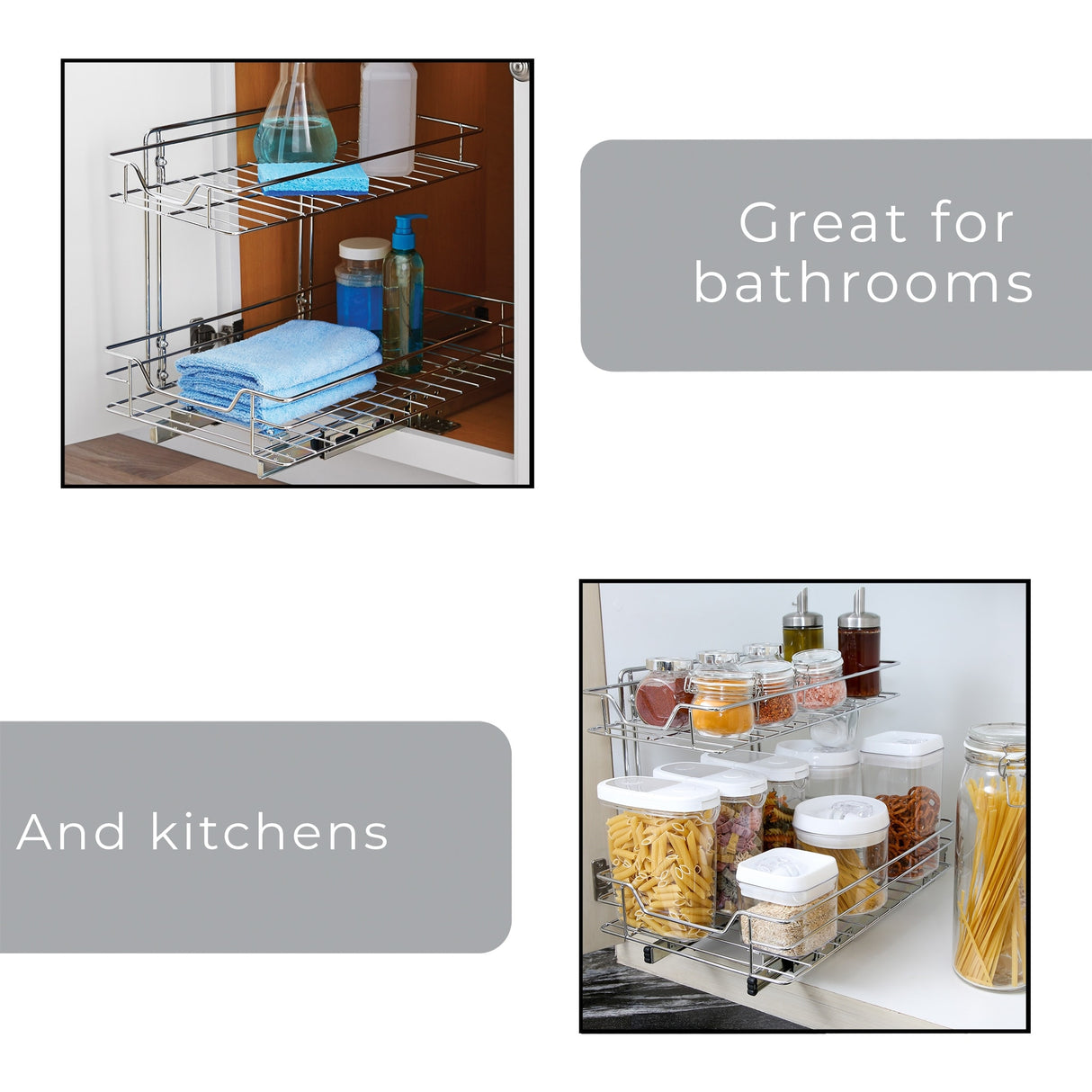 Smart Design 2-Tier Pull Out Cabinet Shelf