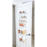 Smart Design Over the Door Pantry Organizer Rack with 6 Adjustable Shelves - White