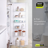 Smart Design Over the Door Pantry Organizer Rack with 6 Adjustable Shelves - White