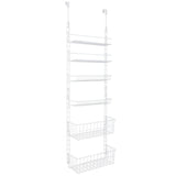 Smart Design Over the Door Pantry Organizer Rack with 6 Adjustable Shelves - White