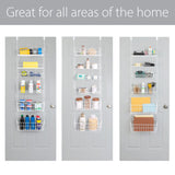 Smart Design Over the Door Pantry Organizer Rack with 6 Adjustable Shelves - White