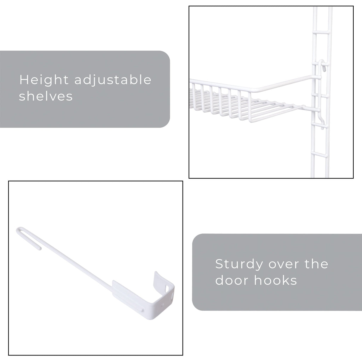 Smart Design Over the Door Pantry Organizer Rack with 6 Adjustable Shelves - White