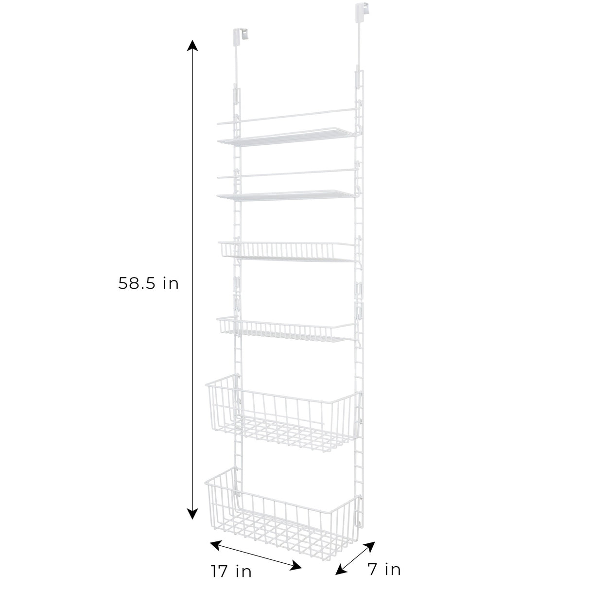 Smart Design Over the Door Pantry Organizer Rack with 6 Adjustable Shelves - White