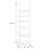Smart Design Over the Door Pantry Organizer Rack with 6 Adjustable Shelves - White