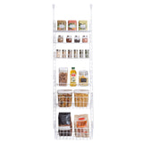 Smart Design Over the Door Pantry Organizer Rack with 6 Adjustable Shelves - White
