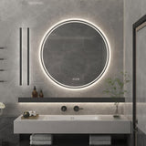 Smart LED Backlit Bathroom Large Round Mirror Anti-Fog 3 Colors Touch