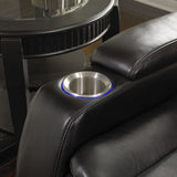 Smart Tech Bluetooth Power Reclining Black Sofa and Two Chairs