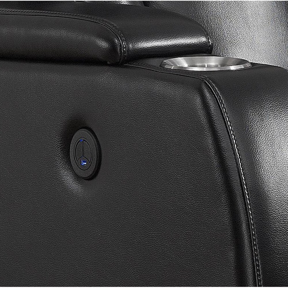 Smart Tech Bluetooth Power Reclining Black Sofa and Two Chairs