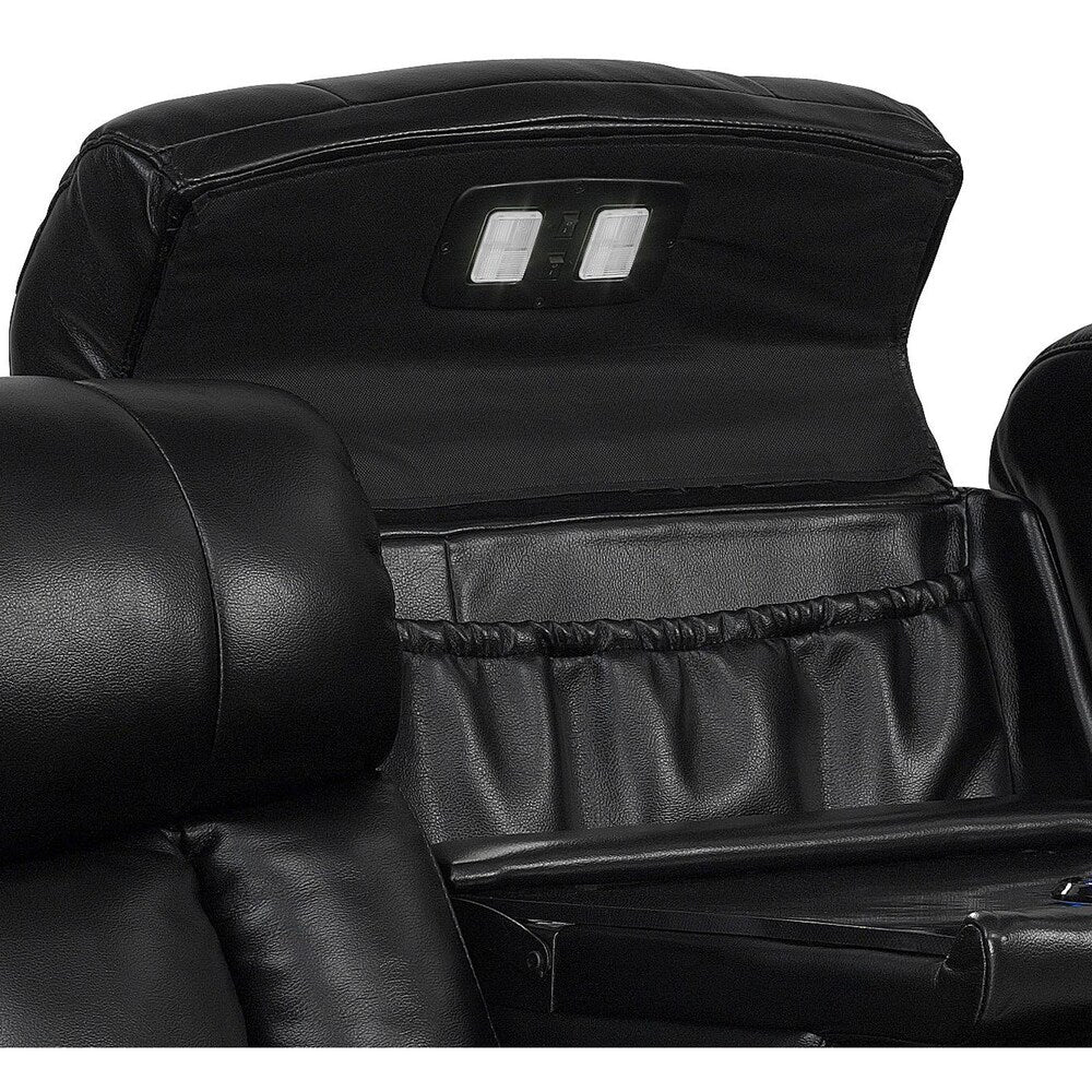 Smart Tech Bluetooth Power Reclining Black Sofa and Two Chairs