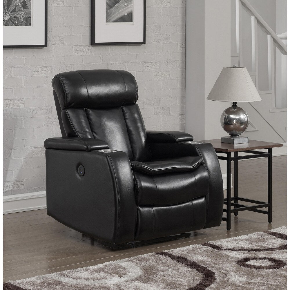 Smart Tech Bluetooth Power Reclining Black Sofa and Two Chairs