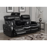 Smart Tech Bluetooth Power Reclining Black Sofa and Two Chairs
