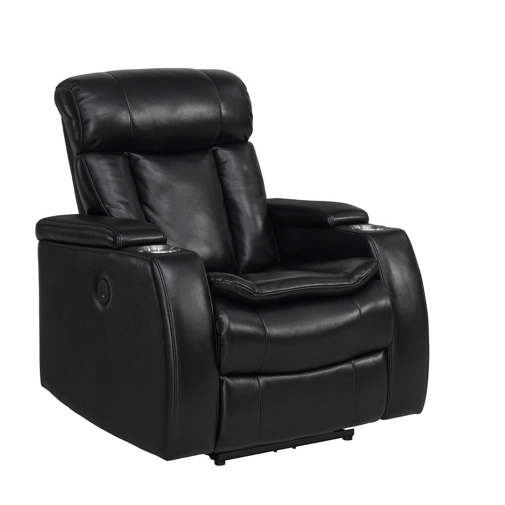 Smart Tech Bluetooth Power Reclining Black Sofa and Two Chairs