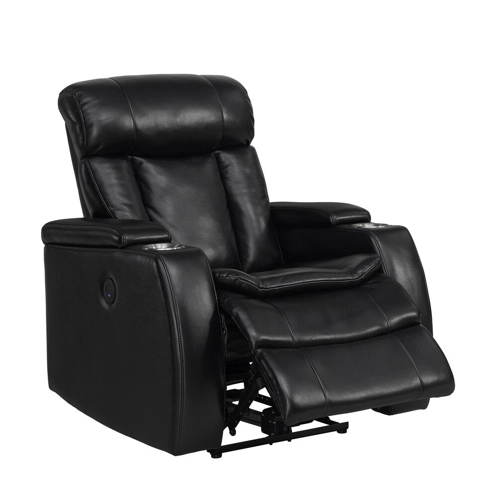 Smart Tech Bluetooth Power Reclining Black Sofa and Two Chairs