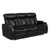 Smart Tech Bluetooth Power Reclining Black Sofa and Two Chairs