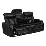 Smart Tech Bluetooth Power Reclining Black Sofa and Two Chairs