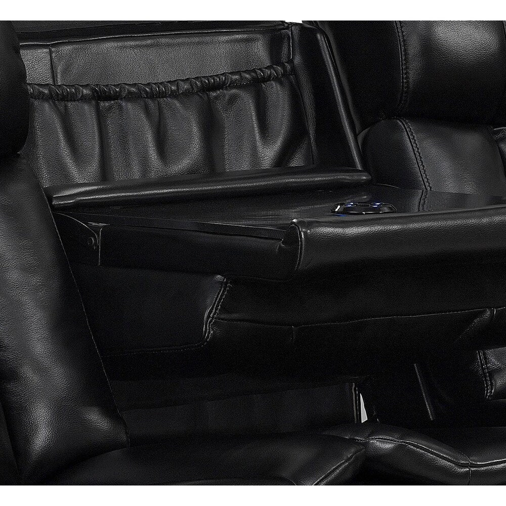 Smart Tech Bluetooth Power Reclining Black Sofa and Two Chairs