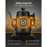 Smart WiFi Electric Kettle with LED Display, Variable Temperature Control, 0.8L, Alexa Compatible - Stainless Steel, Matte Black