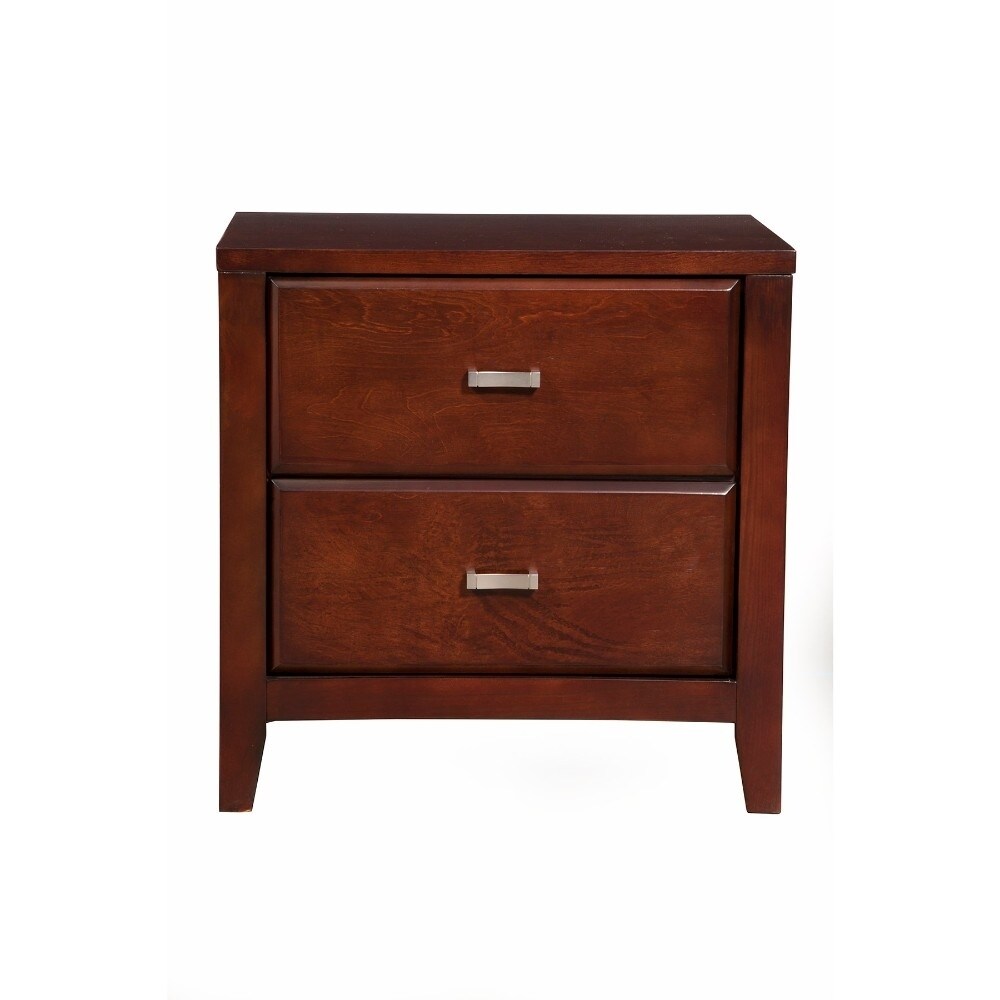Smartly Made Pine Solid & Birch Veneer Nightstand, Brown