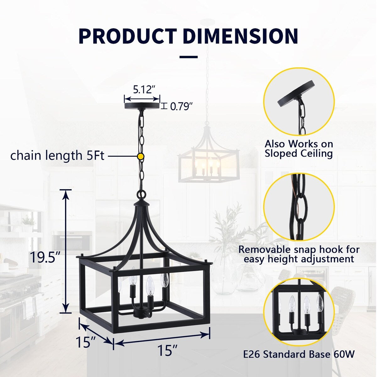 Smarton Lighting Pendant Light With Metal Cage Adjustable Height for Dining Hall,Kitchen Island Dining Room(Bulb not included)