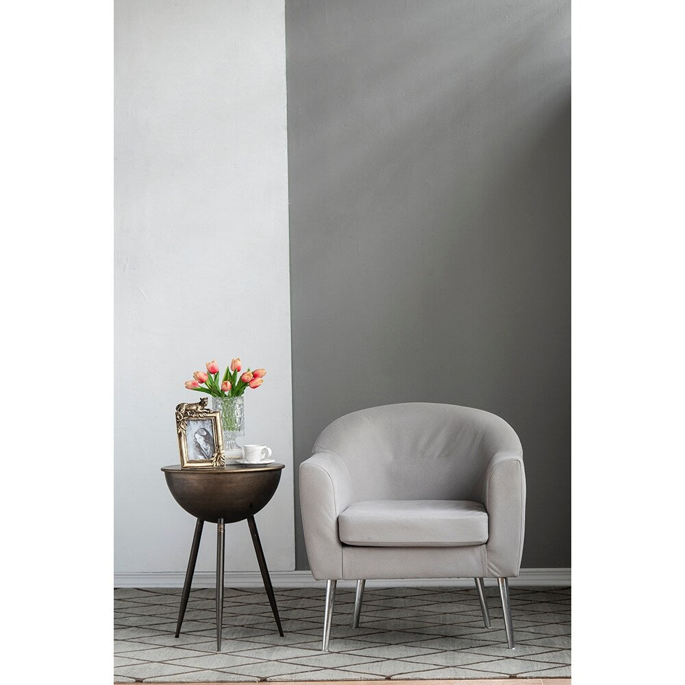 Smog Gray Fabric Stainless Steel Leg Wood Sofa Chair