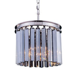 Smoke Crystal Prism 3 Light 12" Polished Nickel Chandelier & Led - 10.00