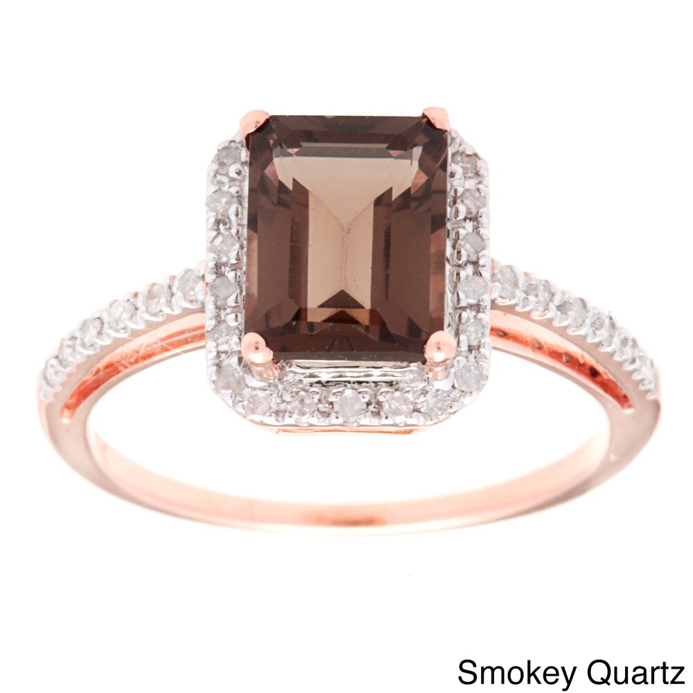 Viducci 10k Rose Gold Gemstone and Diamond Ring (1/5 TDW)