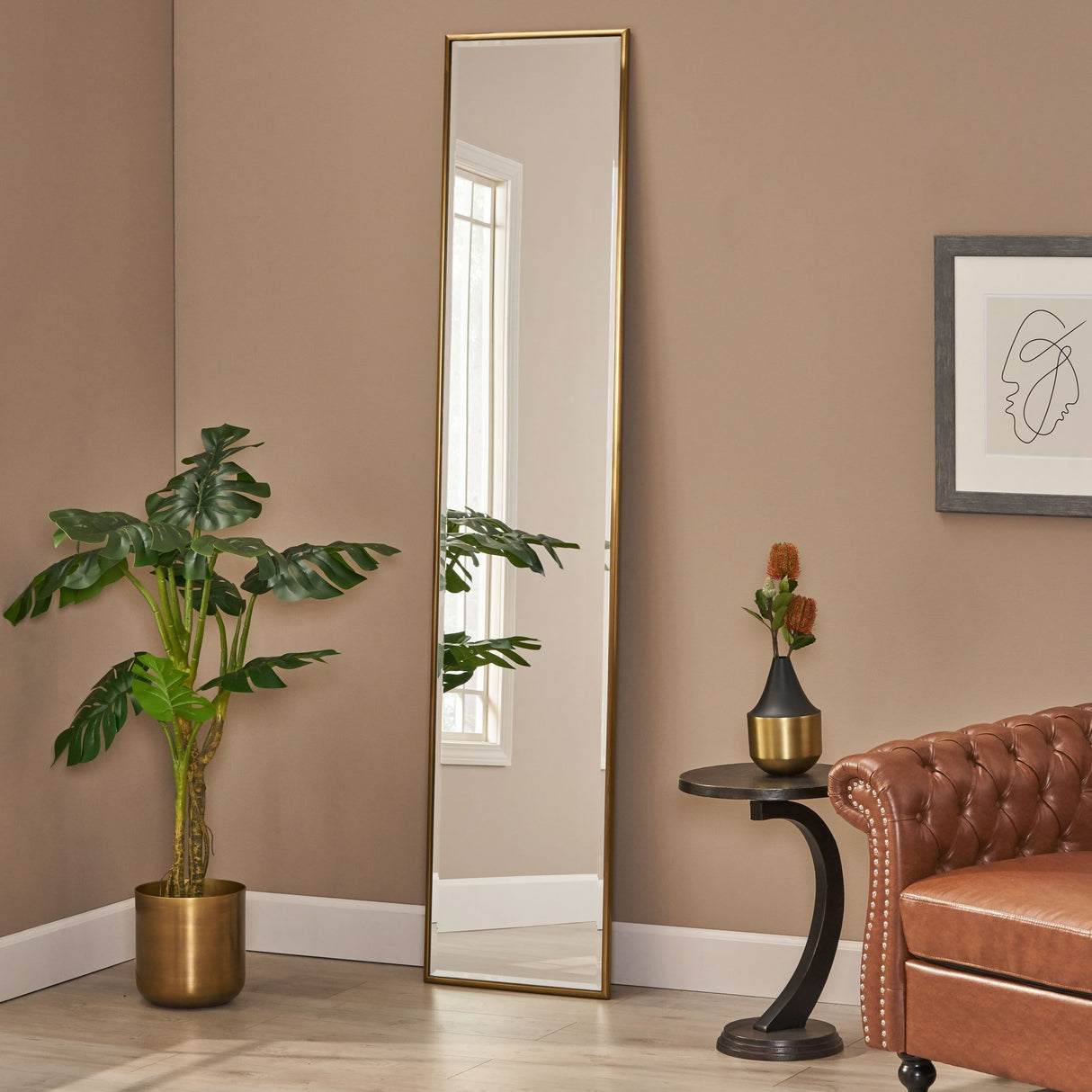 Smythe Contemporary Rectangular Leaner Mirror by Christopher Knight Home - 18.00" W x 1.00" D x 83.00" H