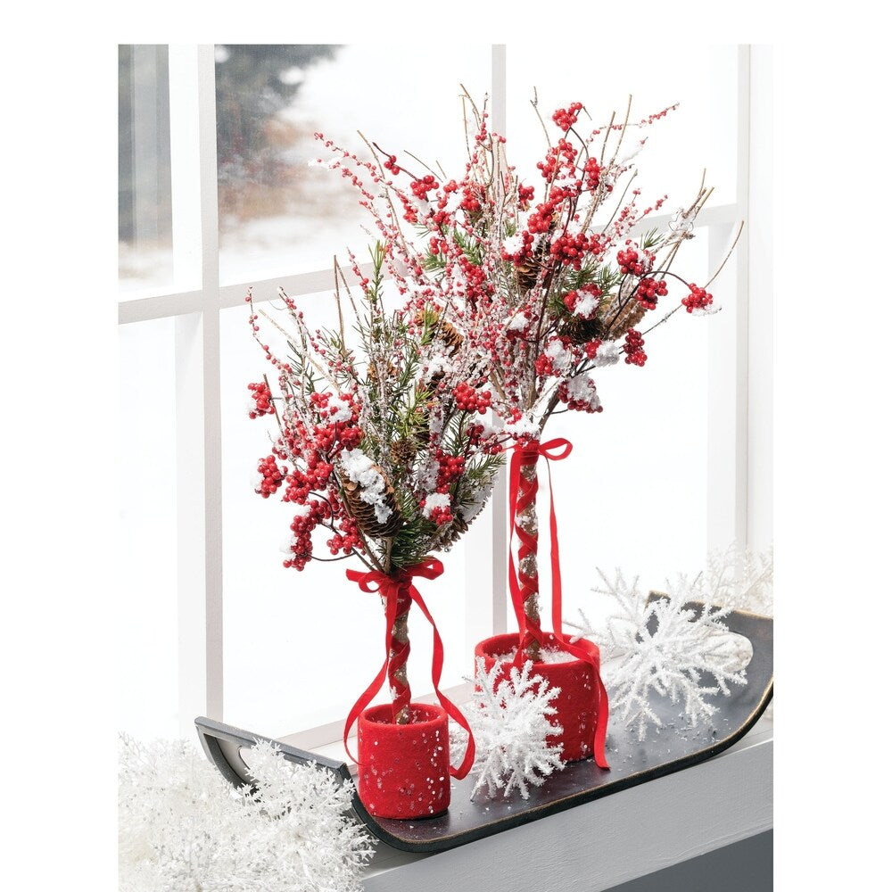 Sullivans Snow Berry Twig Trees - Set of 2