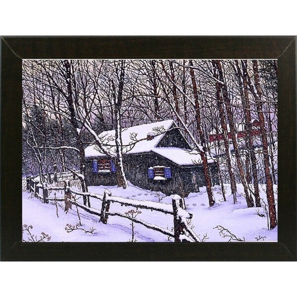 Snow Covered Cabin-THEWIN9599 Print 26.5"x36.75" by Thelma Winter