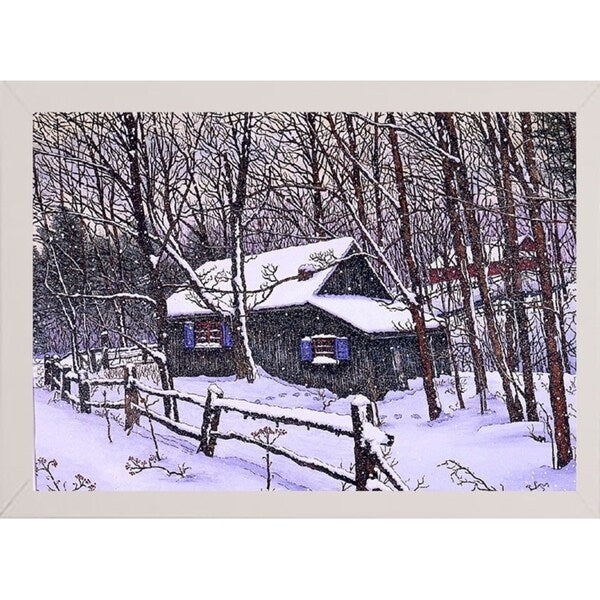 Snow Covered Cabin-THEWIN9599 Print 26.5"x36.75" by Thelma Winter