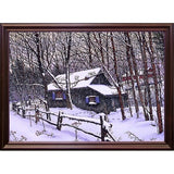Snow Covered Cabin-THEWIN9599 Print 26.5"x36.75" by Thelma Winter