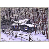 Snow Covered Cabin-THEWIN9599 Print 26.5"x36.75" by Thelma Winter