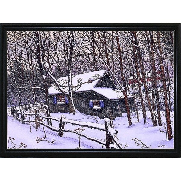 Snow Covered Cabin-THEWIN9599 Print 26.5"x36.75" by Thelma Winter
