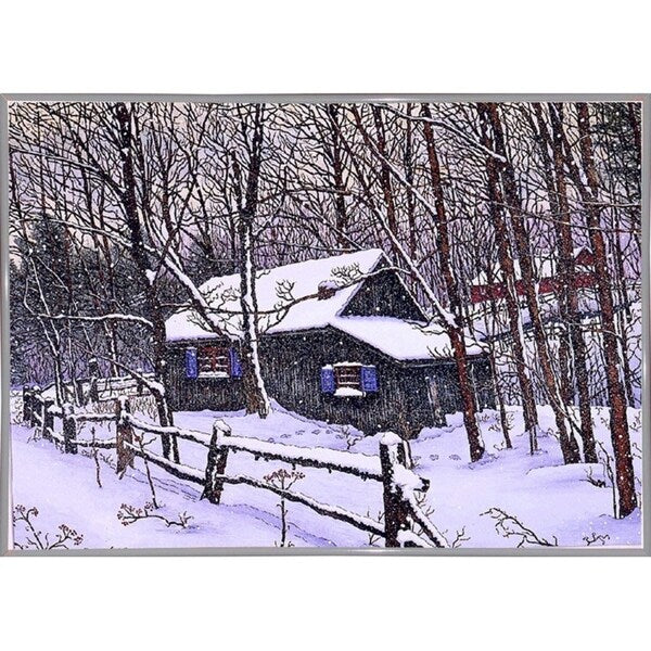 Snow Covered Cabin-THEWIN9599 Print 26.5"x36.75" by Thelma Winter