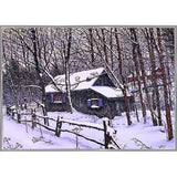 Snow Covered Cabin-THEWIN9599 Print 26.5"x36.75" by Thelma Winter