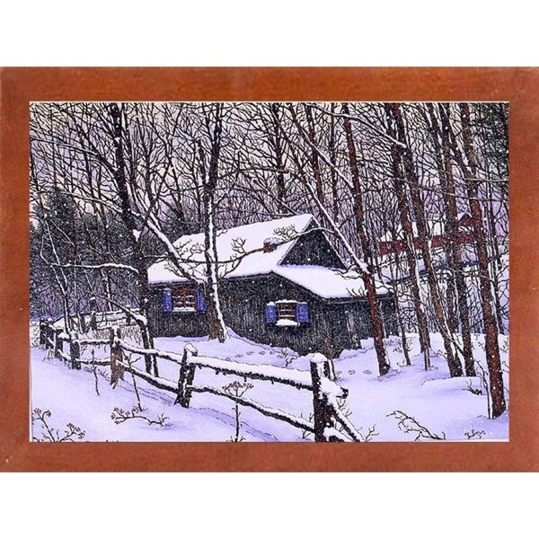 Snow Covered Cabin-THEWIN9599 Print 26.5"x36.75" by Thelma Winter