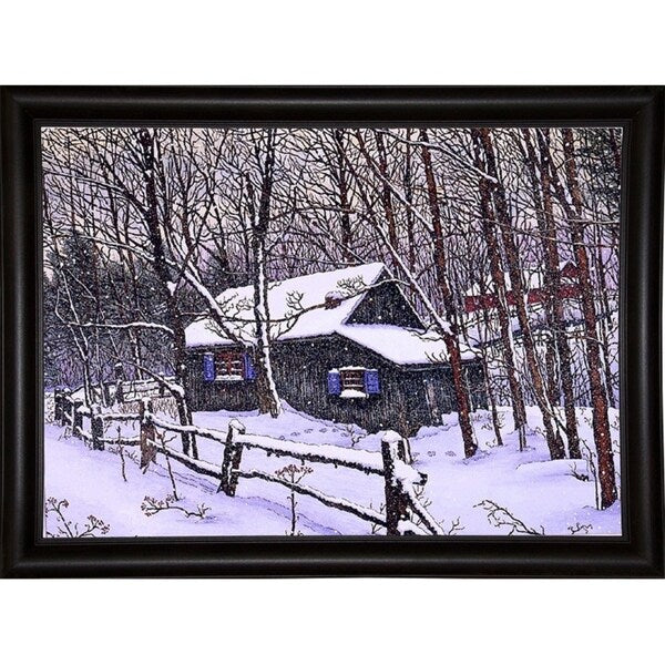 Snow Covered Cabin-THEWIN9599 Print 26.5"x36.75" by Thelma Winter