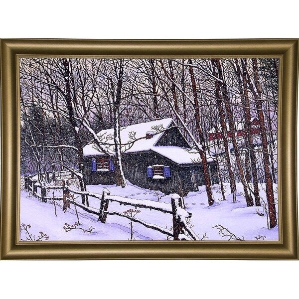 Snow Covered Cabin-THEWIN9599 Print 26.5"x36.75" by Thelma Winter