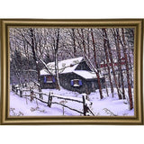 Snow Covered Cabin-THEWIN9599 Print 26.5"x36.75" by Thelma Winter