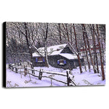 Snow Covered Cabin-THEWIN9599 Print 26.5"x36.75" by Thelma Winter