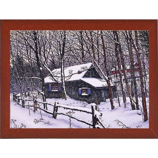 Snow Covered Cabin-THEWIN9599 Print 26.5"x36.75" by Thelma Winter