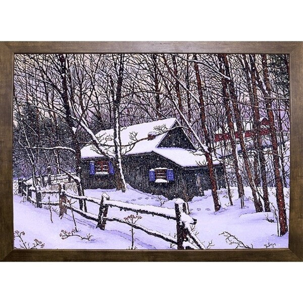 Snow Covered Cabin-THEWIN9599 Print 26.5"x36.75" by Thelma Winter